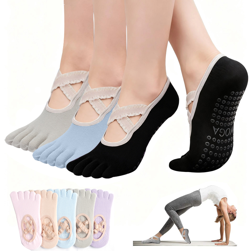 No Show Sock Women - Chaussettes de Pilates antidérapantes pour femmes,