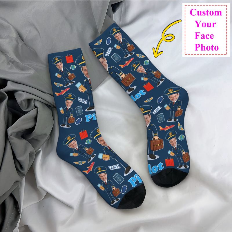 Dress Sock Men - Nouveauté hommes drôle pilote personnalisé robe