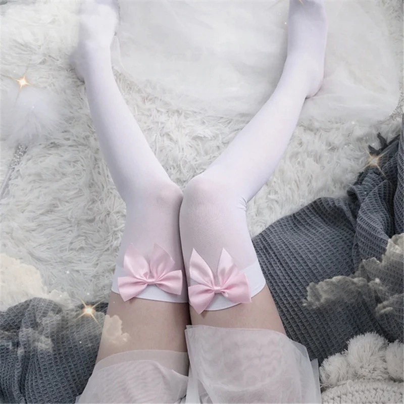 Thigh High Sock Stay Up - Bonneterie Sexy pour femmes, avec nœud