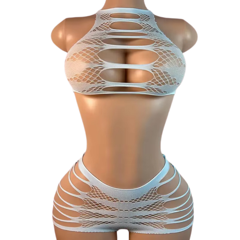Lingerie Sexy + culotte creuse - Fishnet Stocking Women avis et prix