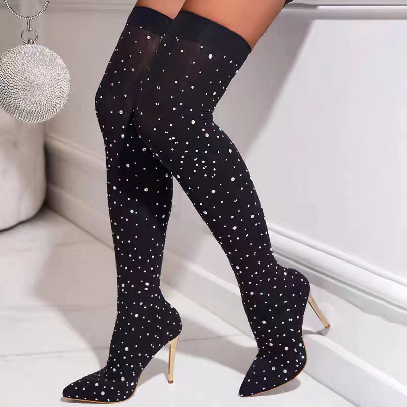 Strass jambe mince chaussettes - Knee High Sock Women avis et prix