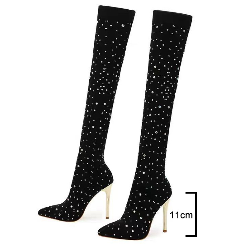 Strass jambe mince chaussettes - Knee High Sock Women avis et prix