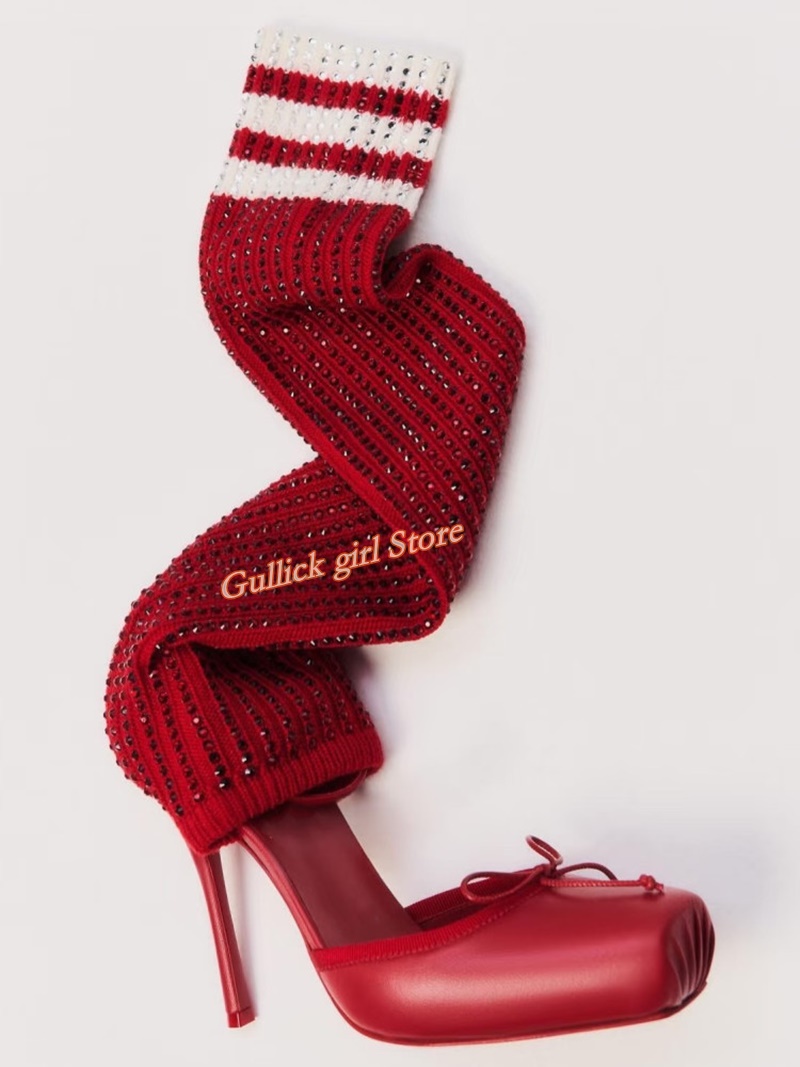 Bottes rouges en tricot à bout - Knee High Sock Women avis et prix