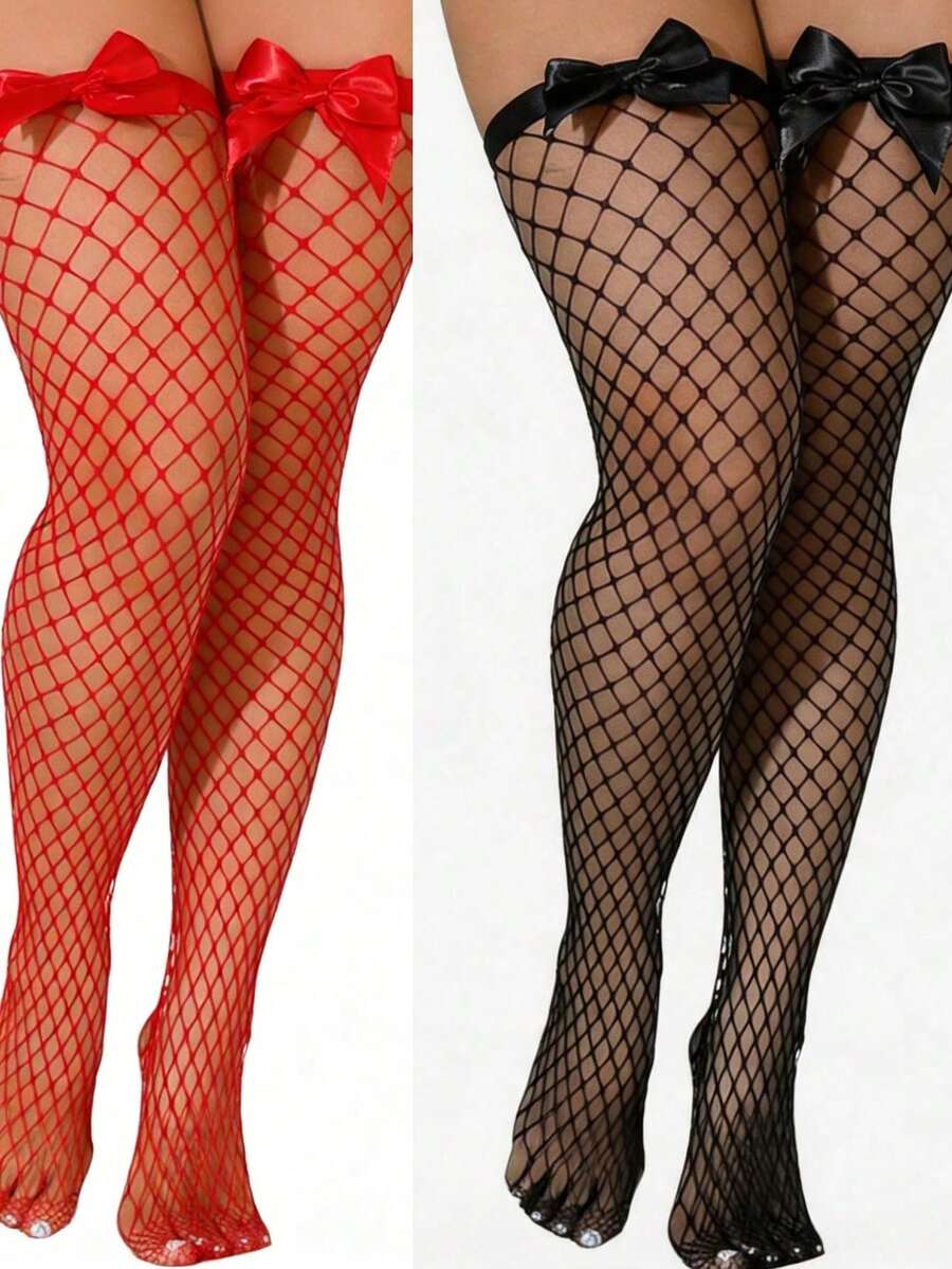 Bas résille à nœuds décoratifs - Knee High Sock Women avis et prix