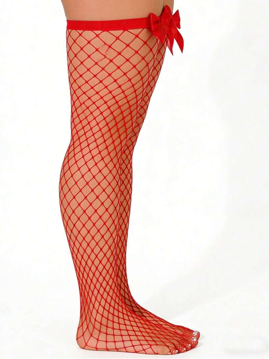 Bas résille à nœuds décoratifs - Knee High Sock Women avis et prix